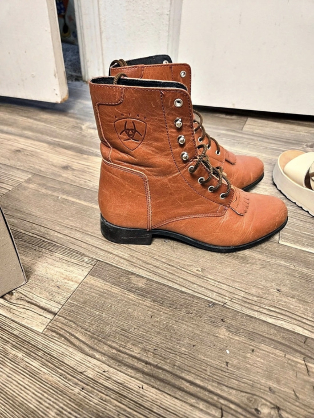 Ariat Competitor Lace-Up Leather Boots Brown US 7 women